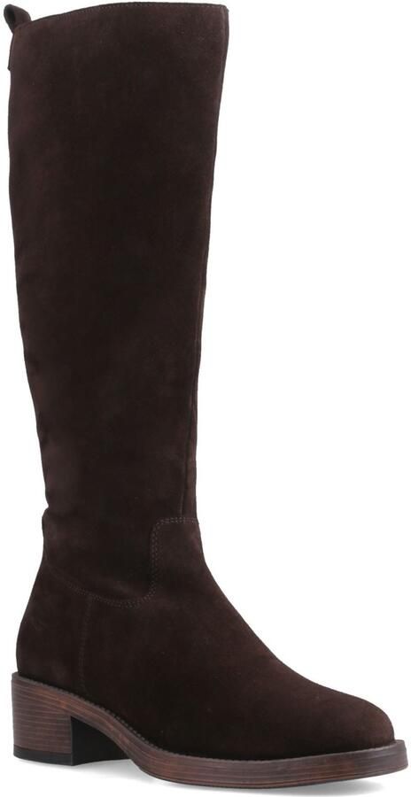 Hush Puppies Antonia Lange Suède Dames Chocolade Hak Kniehoge Laarsjes