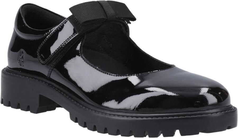 Hush Puppies Astrid Bow Meisjes Zwart Leren Schoenen