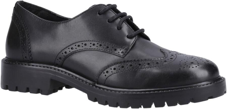 Hush Puppies Athena Senior Meisjes Zwart Leren Brogues