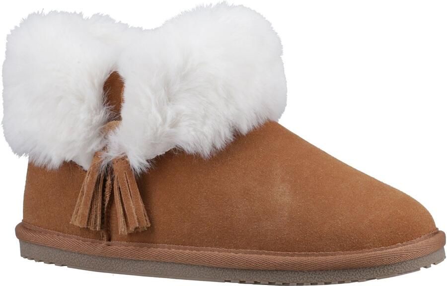 Hush Puppies Ayana Suède en imitatiebont pantoffels voor dames in Tan