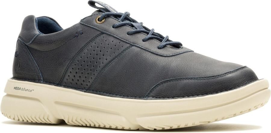 Hush Puppies Baylor Leren Heren Sneakers Marineblauw