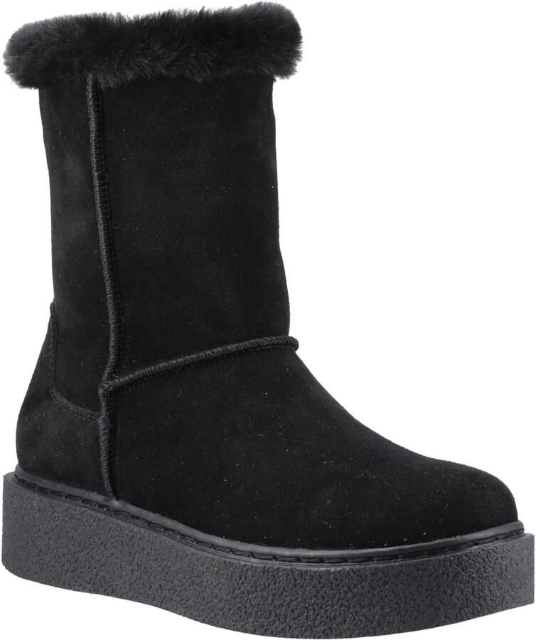 Hush Puppies Becca Mid Suede Dames Zwarte Laarzen