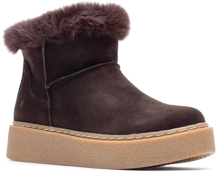 Hush Puppies Becca Suède Dames Chocolade Winter Enkellaarsjes