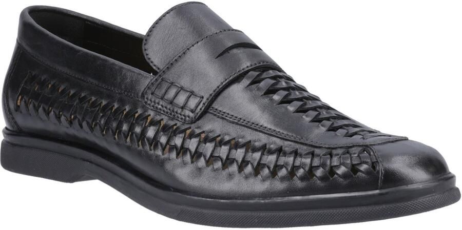 Hush Puppies Bowie Leren Heren Zwarte Instappers