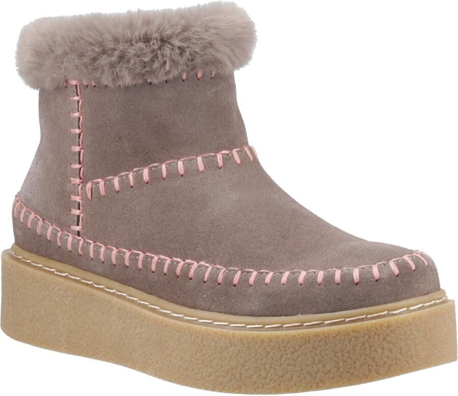 Hush Puppies Brielle Suède Dames Taupe Winter Enkellaarzen