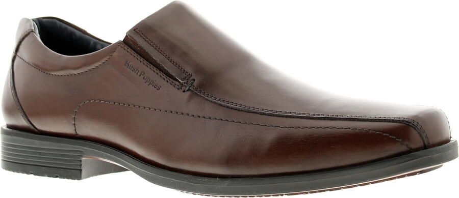 Hush Puppies brody slip op leer heren smart shoes bruin