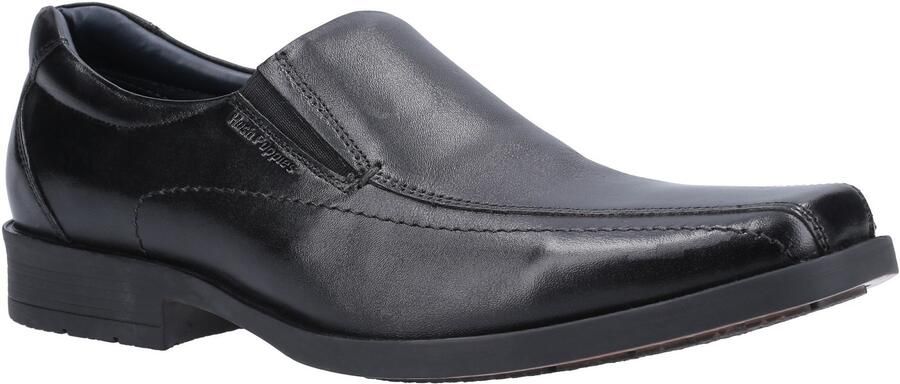 Hush Puppies brody slip op leer heren smart shoes zwart