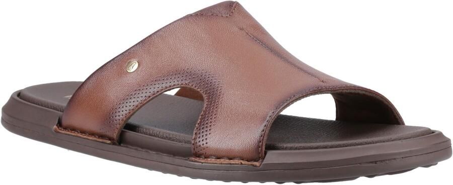 Hush Puppies Callum Slides Leer Heren Bruine Sandalen