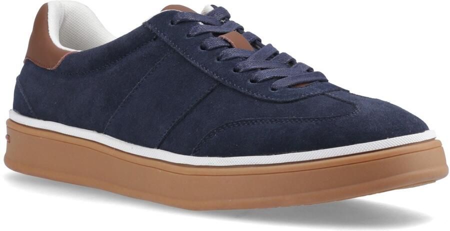 Hush Puppies Carlos Suède Leren Heren Sneakers in Marineblauw