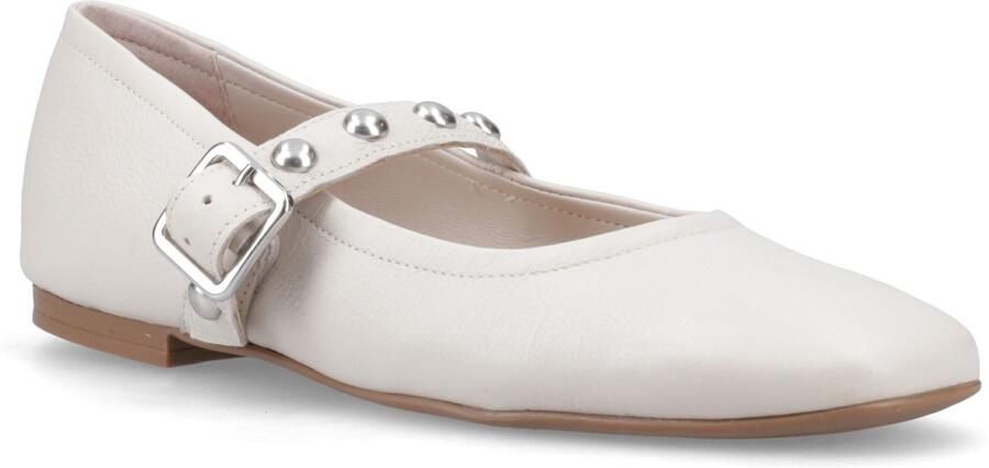 Hush Puppies Charlene Stud Ballerina Leren Vrouwen Ivoor Ballerinapotjes