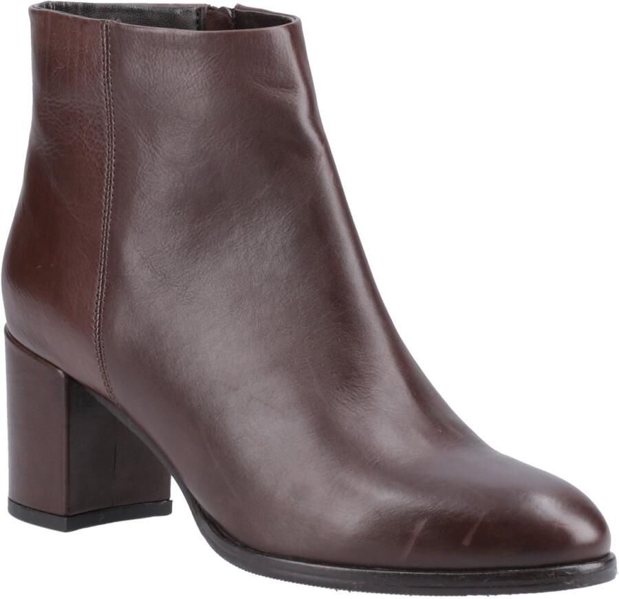 Hush Puppies Claridy Leren Enkellaarsjes Met Hoge Hak In Het Bruin Voor Dames