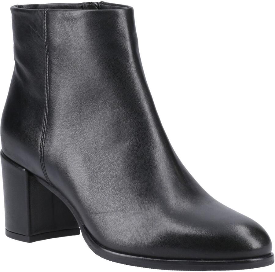 Hush Puppies Claridy Leren Zwarte Enkellaarzen Met Hak Voor Dames