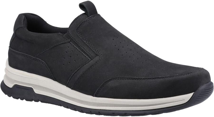 Hush Puppies Cole Leren Herenschoenen in Zwart Nubuck