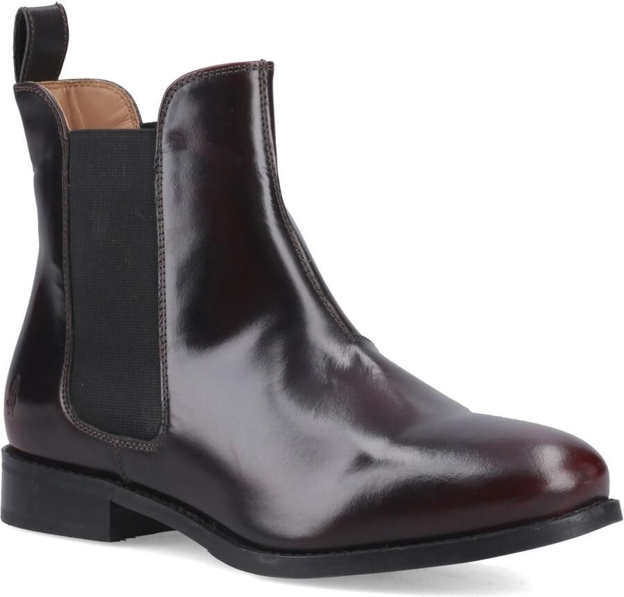 Hush Puppies Colette Leren Dames Bordeaux Brede Pas Flat Chelsea Boots