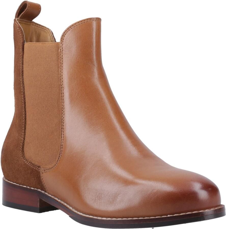Hush Puppies Colette Leren Dames Tan Platte Chelsea Laarzen