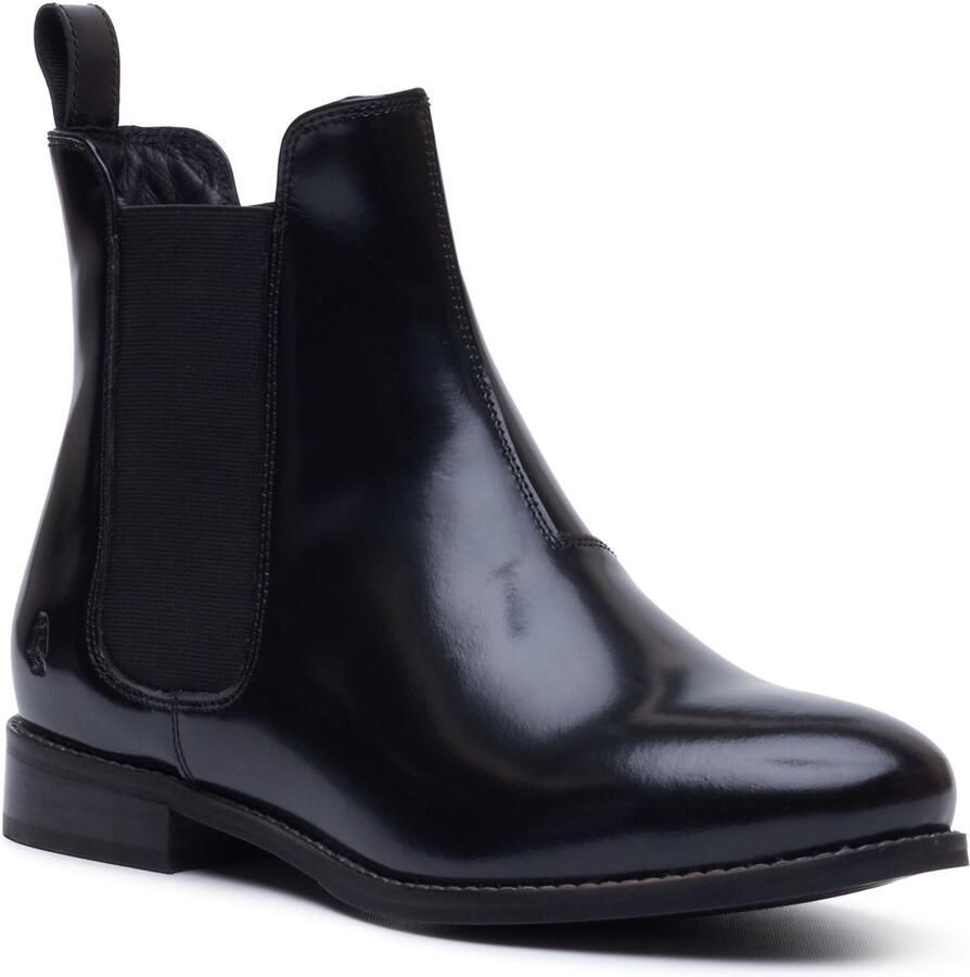 Hush Puppies Colette Leren Dames Zwarte Brede Pas Flat Chelsea Boots
