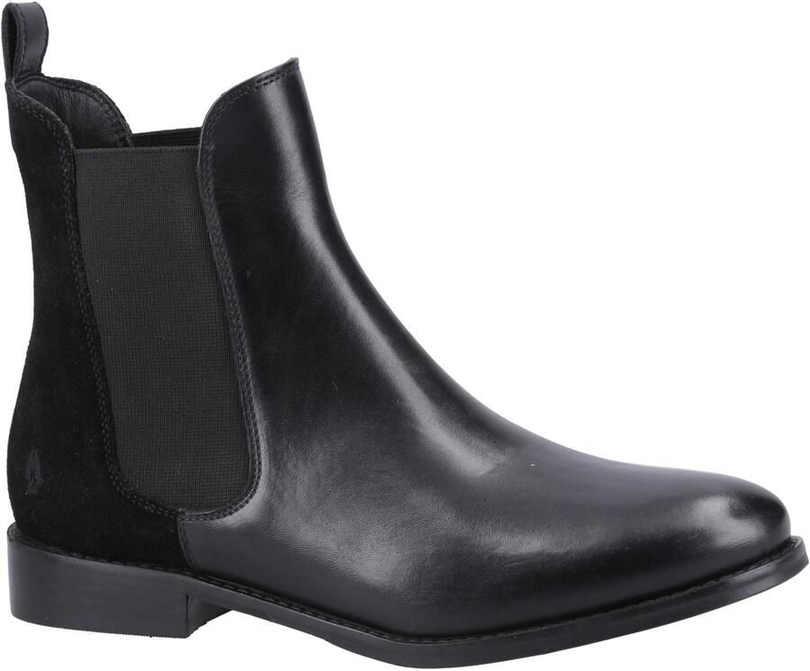 Hush Puppies Colette Leren Vrouwen Zwarte Brede Pasvorm Flat Chelsea Boots