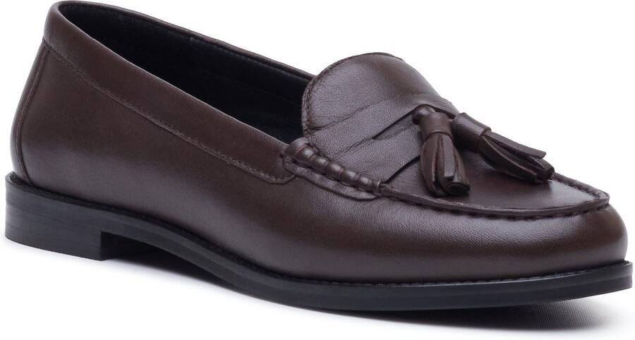 Hush Puppies Connie Leren Dames Chocolade Instappers