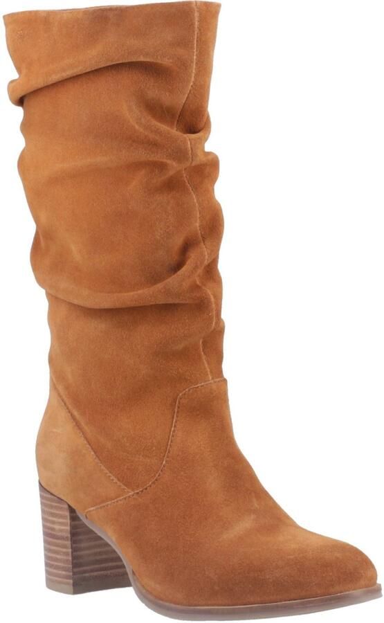 Hush Puppies Cosima Dames Suède Tan Kniehoge Laarzen Met Hak