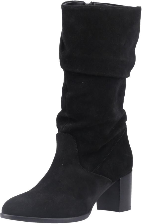 Hush Puppies Cosima Suède Dames Zwarte Suède Kniehoge Laarzen Met Hak