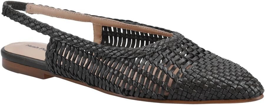 Hush Puppies Dalia Geweven Leer Dames Zwarte Ballerina's