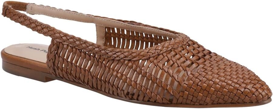 Hush Puppies Dalia Woven Leren Dames Tan Platte Schoenen