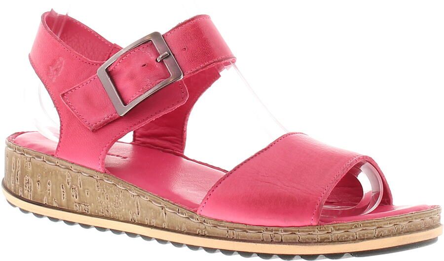 Hush Puppies Dames Sandalen Lage Wedge Ellie Leer Gesp roze