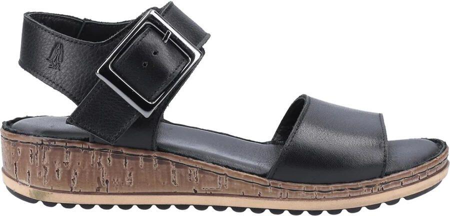 Hush Puppies dames Ellie lederen brede sandalen (Zwart)