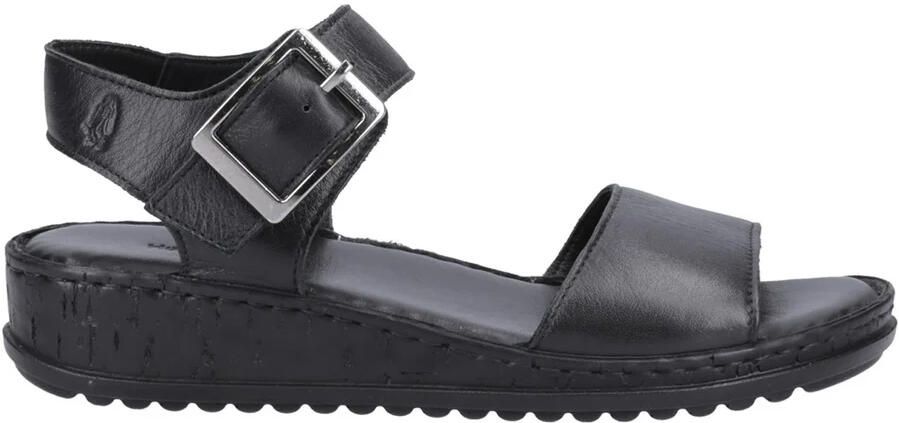 Hush Puppies Dames Ellie leren wig sandalen (Zwart)
