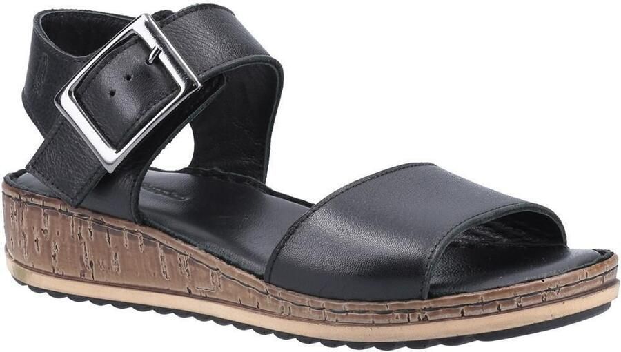 Hush Puppies Dames Ellie leren wig sandalen (Zwart)