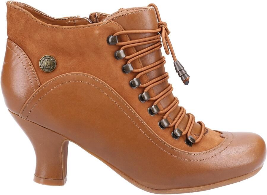 Hush Puppies Dames Vivianna Leren Enkellaarsjes met Hak (Tan)