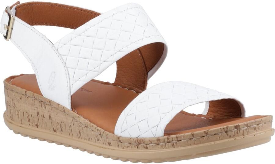 Hush Puppies Ebony Gevlochten Leren Dames Witte Sandalen