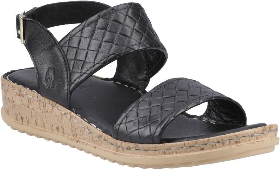 Hush Puppies Ebony Gevlochten Leren Dames Zwarte Sandalen