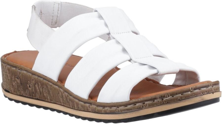 Hush Puppies Eden Brede Pasvorm Leren Dames Witte Sandalen