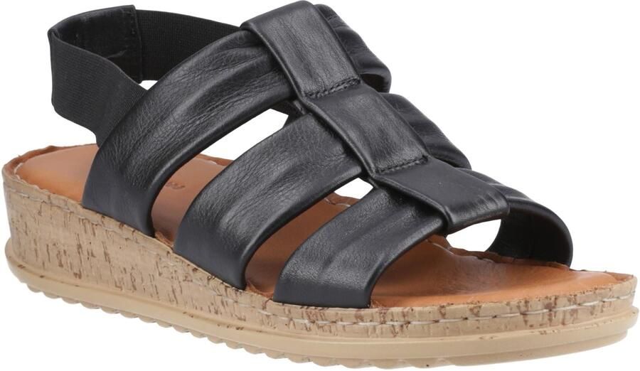 Hush Puppies Eden Gladiator Leren Dames Zwarte Sandalen