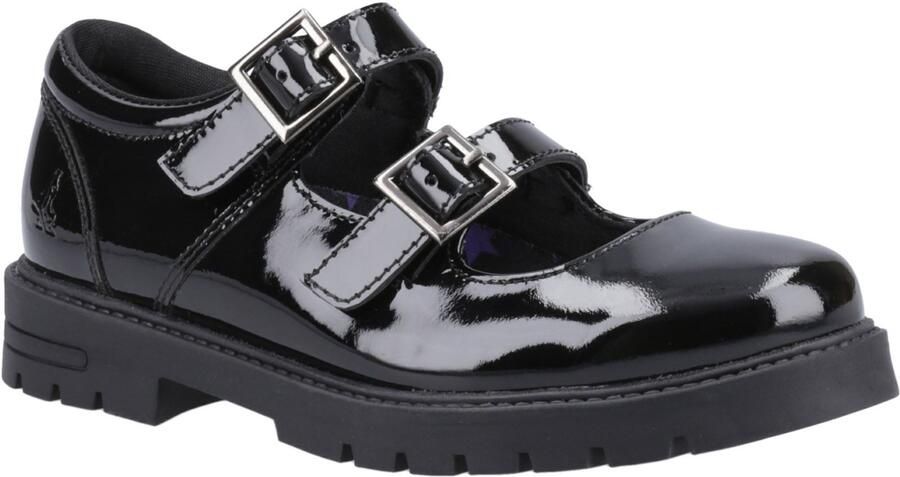 Hush Puppies Ella Patent Senior Meisjes Zwart Leren Schoenen