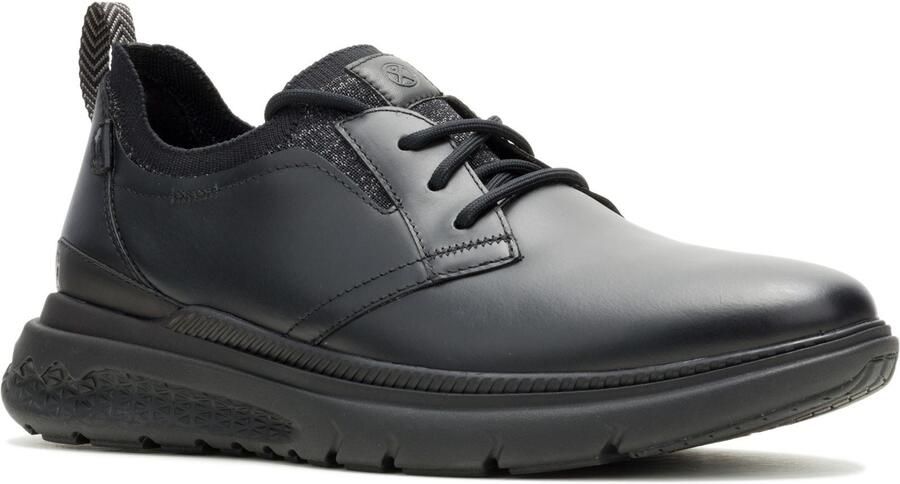 Hush Puppies Excel Leren Heren Zwarte Zwarte Veterschoenen