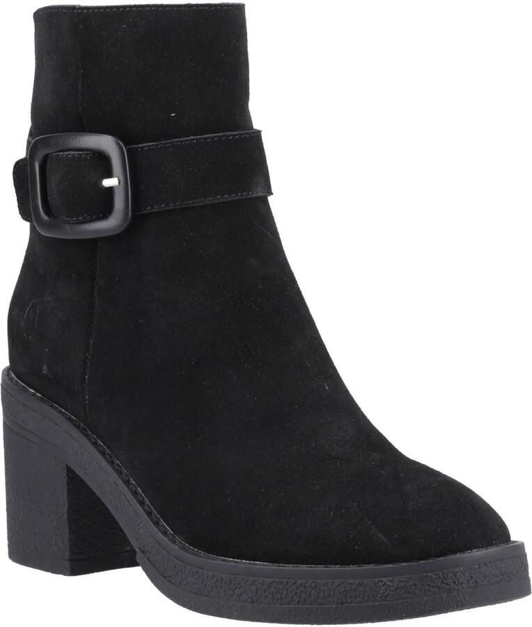 Hush Puppies Fearne Dames Zwarte Suède Enkellaarzen Met Hak