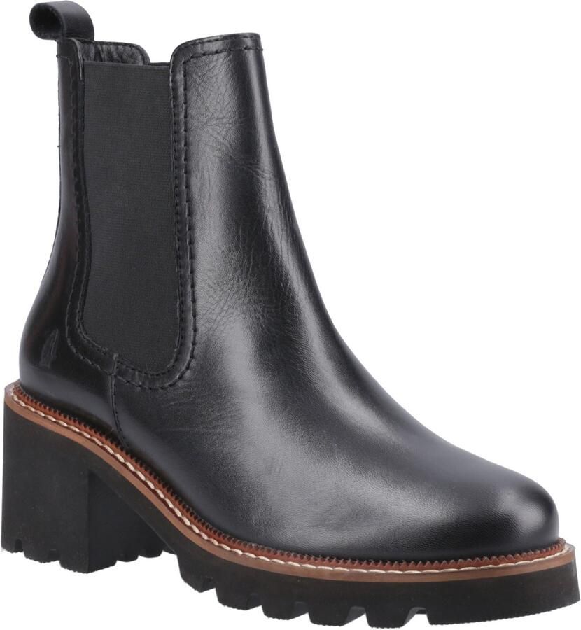 Hush Puppies Gaia Dames Zwarte Leren Chelsea Laarzen Met Hak