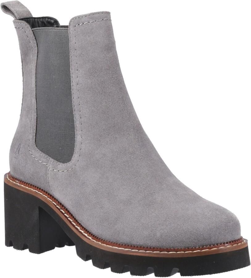 Hush Puppies Gaia Leren Dames Grijze Chelsea Laarzen Met Hak