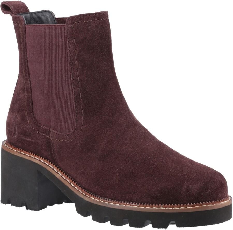 Hush Puppies Gaia Leren Dames Prune Kleurige Chelsea Laarzen Met Hak