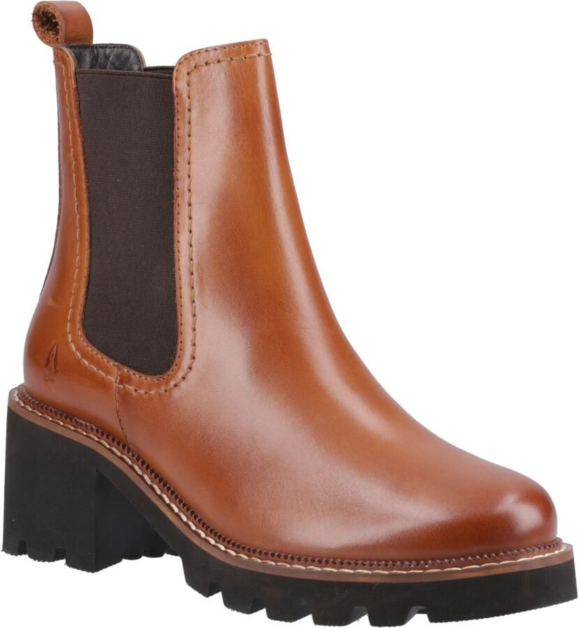 Hush Puppies Gaia Leren Dames Tan Hak Chelsea Boots