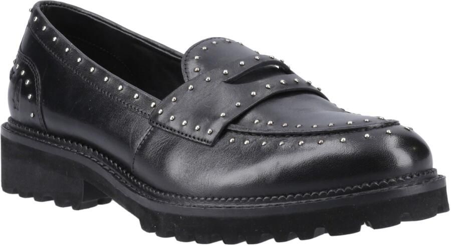 Hush Puppies Genie Leren Dames Zwarte Standaard Instappers