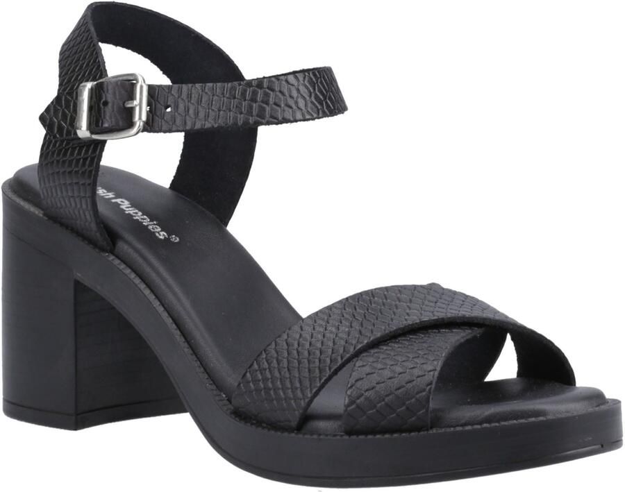 Hush Puppies Georgia Dames Leren Zwart Slang Sandalen