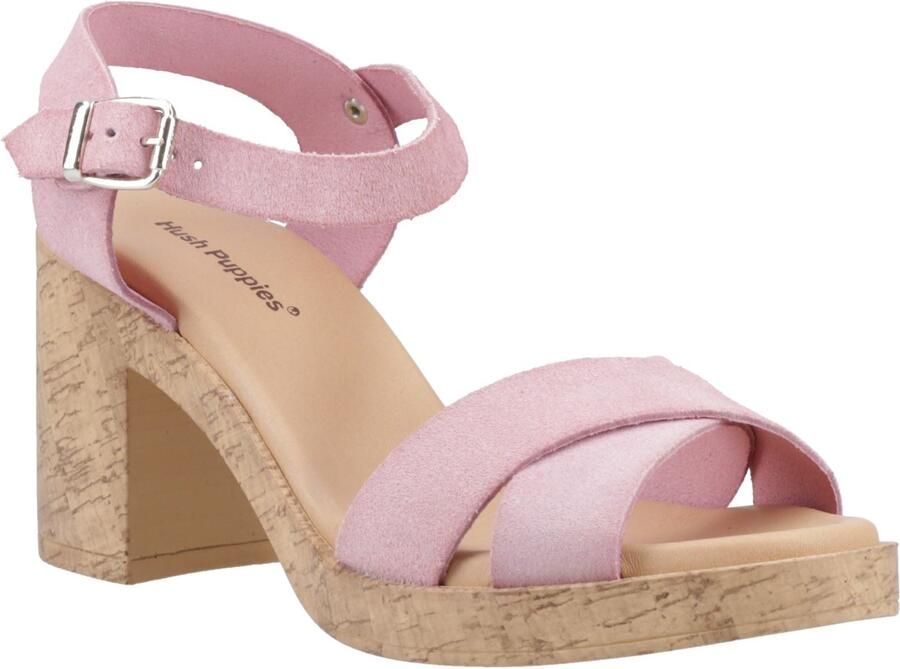 Hush Puppies Georgia Kurk Lederen Dames Blush Sandalen