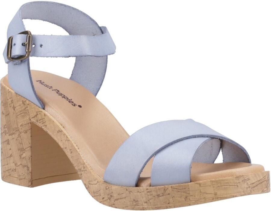 Hush Puppies Georgia Kurk Leer Dames Blauwe Sandalen