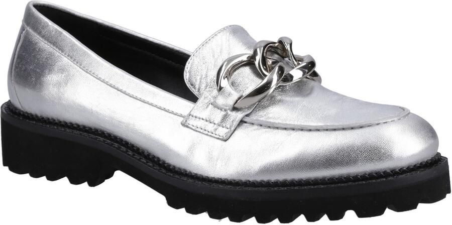 Hush Puppies Gianna Leren Dames Zilveren Instappers