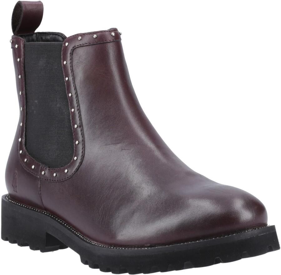 Hush Puppies Gwyneth Leren Dames Platte Chelsea Laarzen In Prune Kleur