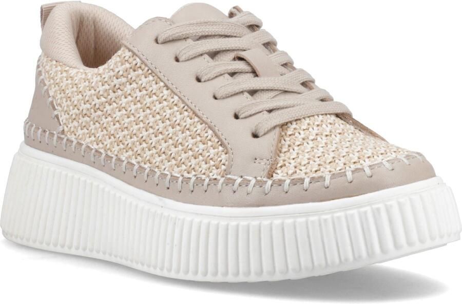 Hush Puppies Haisley Geweven Textiel Dames Taupe Standaard Sneakers