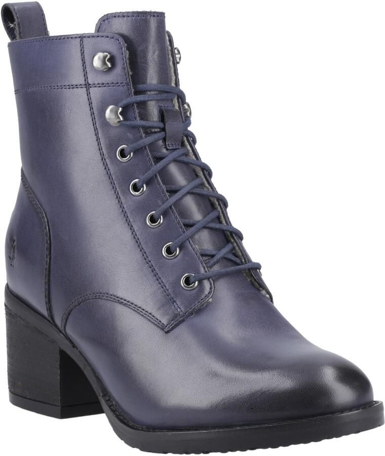 Hush Puppies Harriet Leer Dames Navy Hakken Enkellaarsjes